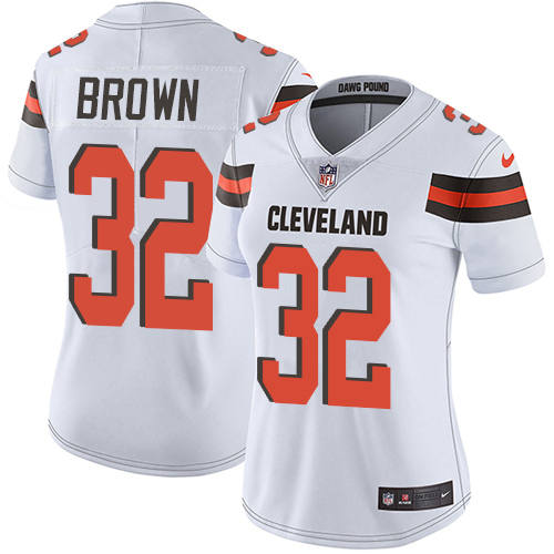 Nike Browns #32 Jim Brown White Women's Stitched NFL Vapor Untouchable Limited Jersey - Click Image to Close